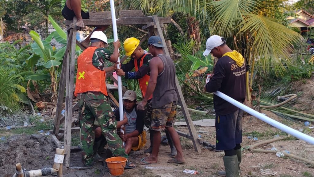Satgas TMMD Kodim 1011/Klk Percepat Proyek Pipa Air Bersih untuk Desa Sehat