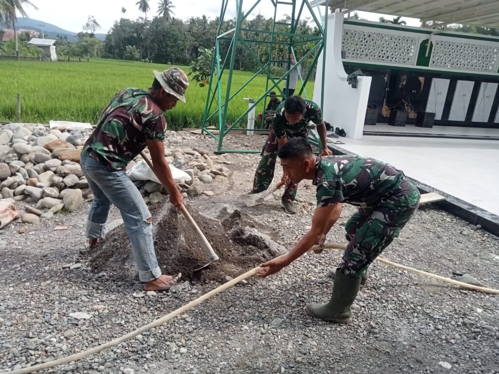 Pembangunan Fasilitas Wudhu oleh TMMD Ke-129 di Pidie untuk Tingkatkan Kualitas Ibadah Jamaah